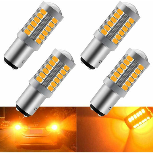 Amber 1157 Ba15D P21/5W 5630 33Smd Car LED Bulbs Canbus 900Lm Super Bright Front And Rear Turn Signal Light Indicator.