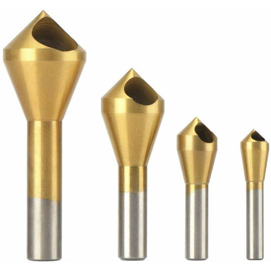 4 pcs Deburring Countersink Bit 90Â°Hss Titanium Coated Countersink Drill Bit Metal Chamfering Screw Tool Suitable For.