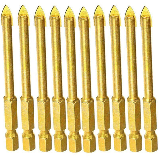 10 pcs 6Mm Tungsten Carbide Drill Bit Set With Flat Hex Shank For Mirror Porcelain Marble.