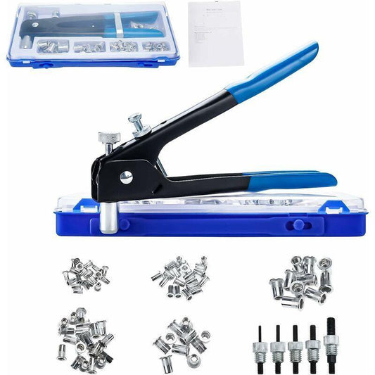86 pcs Rivet Gun M3 M4 M5 M6 M8 Threaded Nut Rivet Nut Tool Riveting Pliers Threaded Insert Kit.
