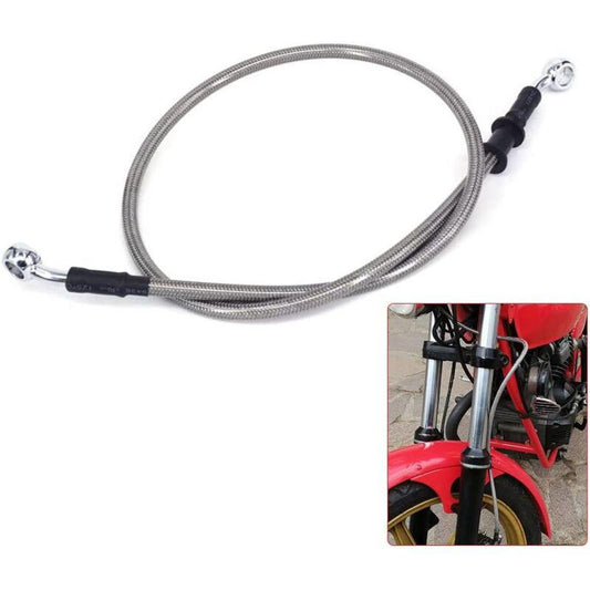 Motorcycle Brake Hose 120Cm, Hydraulic Clutch Hose Aviation Hose For Pit Bike Dirt Bike Enduro Motocross Atv Quad-Silver.