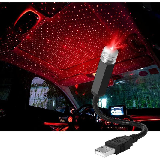 Atmosphere Light, Usb Car ROof Lamp Starry Sky Atmosphere LED Projector Red Night Light Adjustable Multiple Modes,.