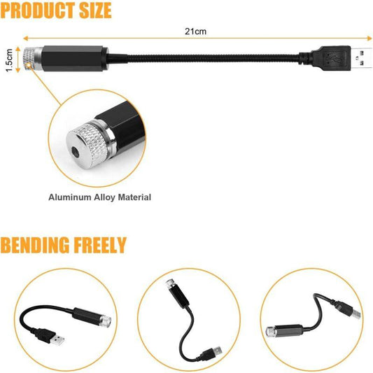 Atmosphere Light, Usb Car ROof Lamp Starry Sky Atmosphere LED Projector Red Night Light Adjustable Multiple Modes,.