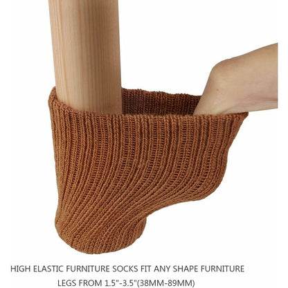 24 Pairs Non-Slip Knitted Furniture Socks For Chair Legs, Prevent Scratches And Reduce Noise, Move Easily, Brown