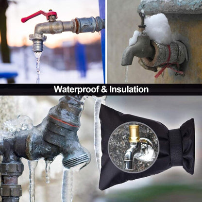Outdoor Faucet Cover Antifreeze Faucet Protection Cover Wind Resistant Waterproof For Winter Garden Black 2 pcs