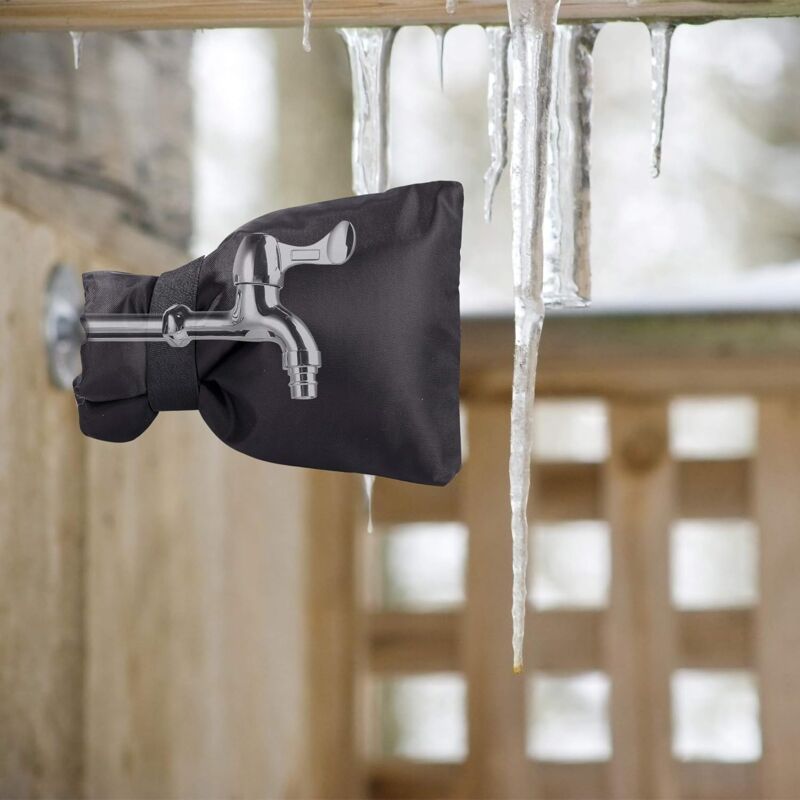 Outdoor Faucet Cover Antifreeze Faucet Protection Cover Wind Resistant Waterproof For Winter Garden Black 2 pcs