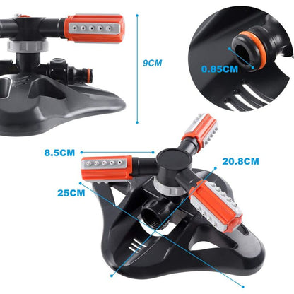 Garden Sprinkler, 360° ROtating 3 Arm Automatic Lawn Sprinkler Watering Irrigation