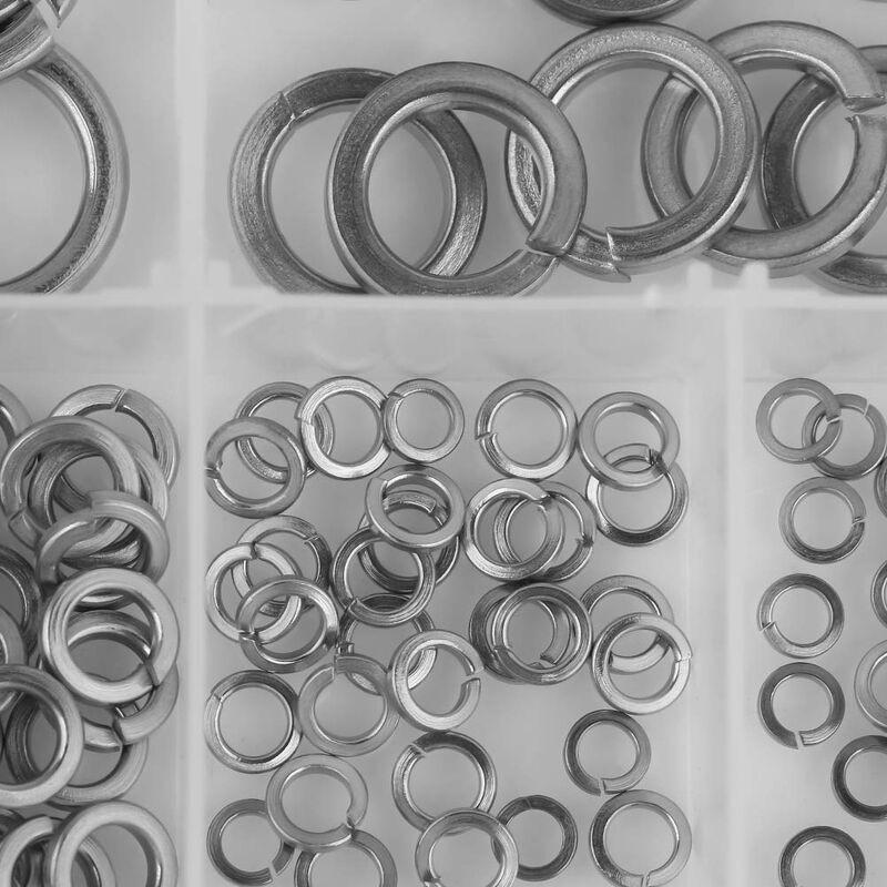 180 pcs 8 Size 304 Stainless Steel Spring Washer Assortment Kit, Spring Washers Kit M2.5 M3 M4 M5 M6 M8 M10.