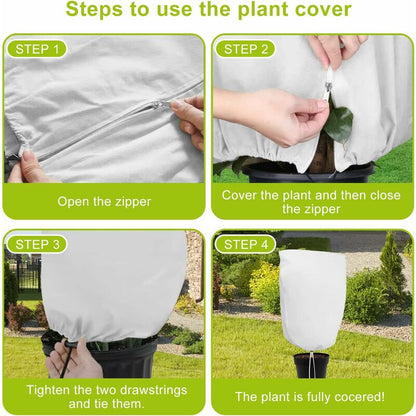 3 pcs Set Winter Plant Covers With Drawstring And Zipper 80G/M² Polypropylene Winter Covers Heavy Duty Reusable Plant