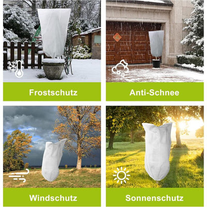 3 pcs Set Winter Plant Covers With Drawstring And Zipper 80G/M² Polypropylene Winter Covers Heavy Duty Reusable Plant