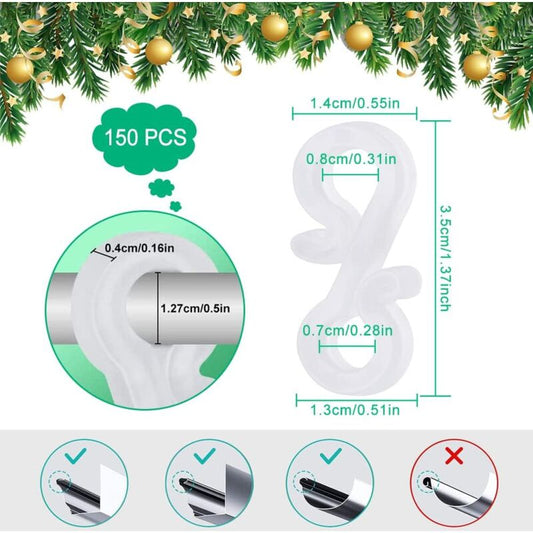 150 pcs Mini Plastic Weatherproof Gutter Hooks For Christmas
