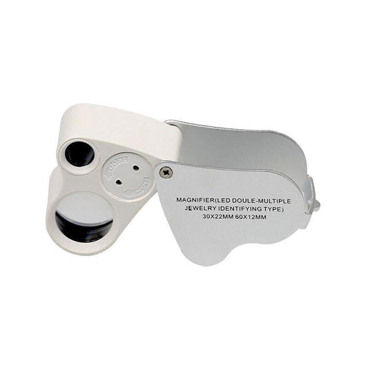 LED Illuminated Jeweler'S Loupe Dual Focus Magnifier, 60X, 12Mm And 30X.