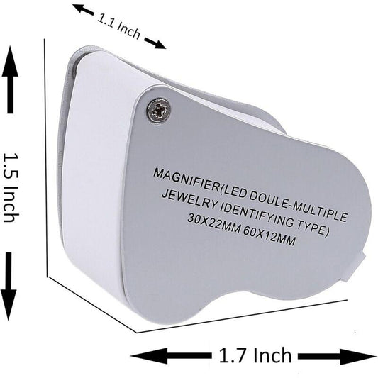 LED Illuminated Jeweler'S Loupe Dual Focus Magnifier, 60X, 12Mm And 30X.