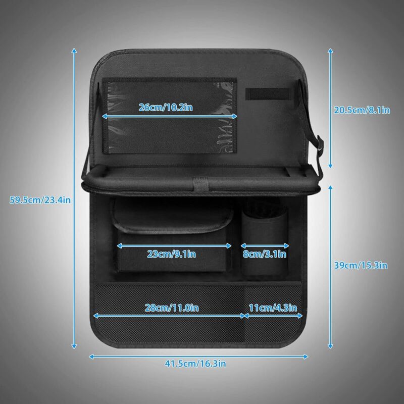 Car Organizer For Kids, Back Seat Protector With Clear Pocket, Organizer With Tray And Phone/Ipad Pocket(Black)