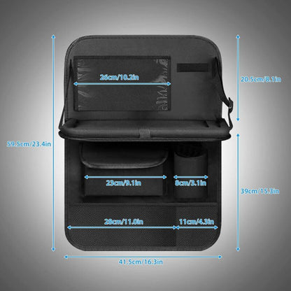 Car Organizer For Kids, Back Seat Protector With Clear Pocket, Organizer With Tray And Phone/Ipad Pocket(Black)