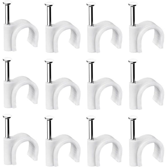 400 pcs Steel Cable Clips Wall Mounted - Various  - Strong - Durable - White - ROund - 400 6Mm - Cable Management.