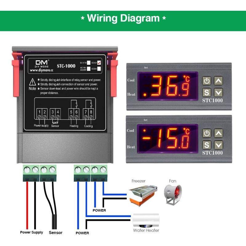 Stc-1000 Temperature Controller, 12V 10A Multi-Purpose Digital Thermostat With Ntc Probe For Fermentation Hatch,.