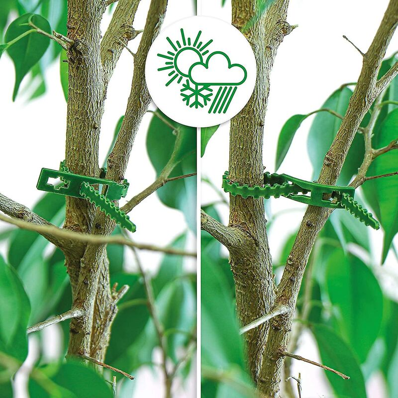 200X Green Plastic Plant Binder - Stabilize Plants - Plant Clips - Plant Stake Clip (13 Cm)