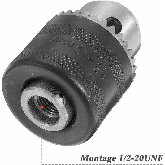 1.5-13Mm 6.35Mm Hex Shank Quick Change Drill Chuck Adapter, 1/2-20Unf Drill Chuck Converter With Chuck Key For Electric.
