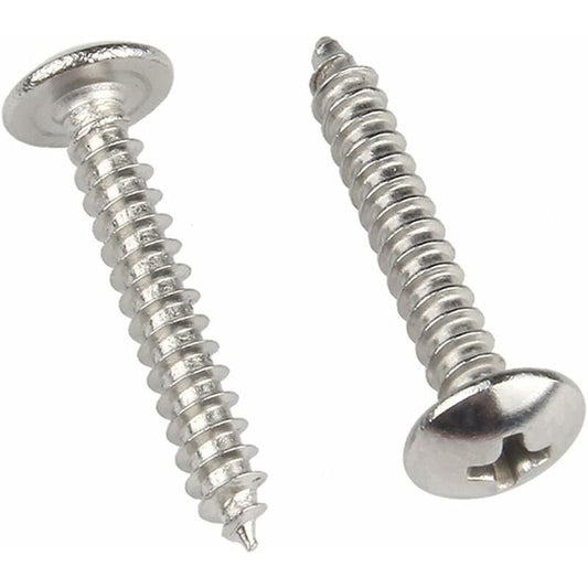 M4 X 25Mm 40 pcs ROund Head Wood Screws 304 Stainless Steel Cross Recessed Mushroom Head Self Tapping Screws Fasteners.