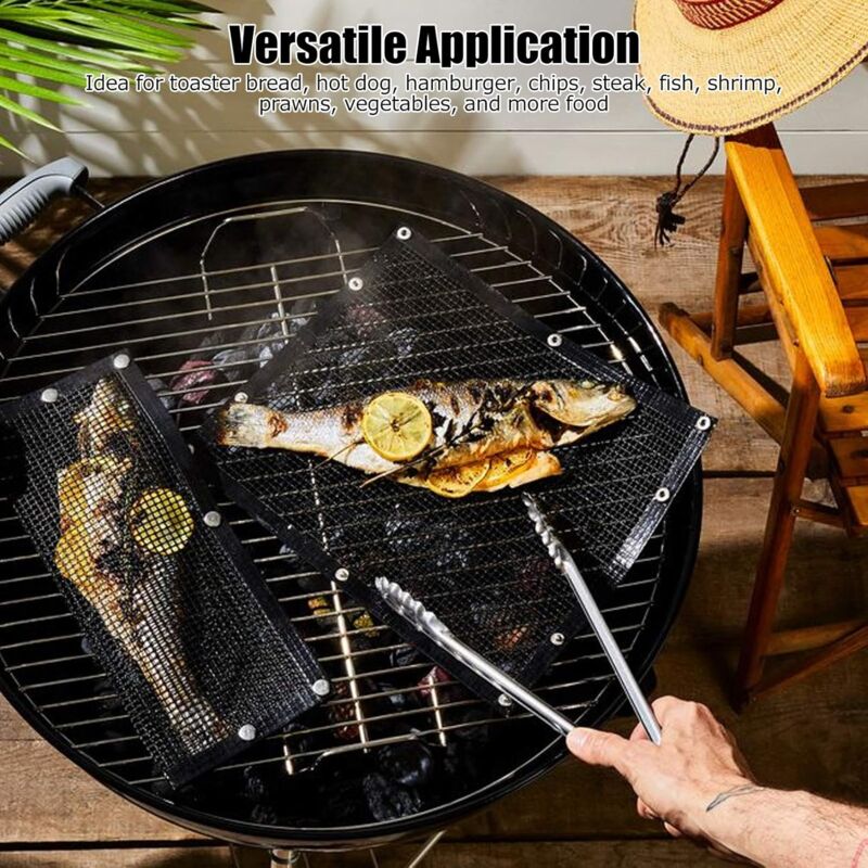 Bbq Grilling Bags, Reusable Grilling Bag Outdoor Cooking Pouch For Meat, Fish, Vegetables, 27X22Cm