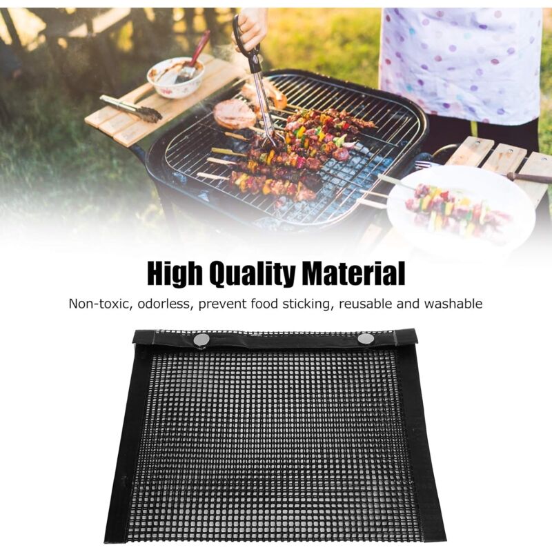 Bbq Grilling Bags, Reusable Grilling Bag Outdoor Cooking Pouch For Meat, Fish, Vegetables, 27X22Cm