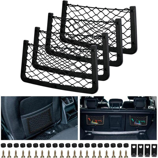 4 Pack Car Storage Net, Trunk Storage Net, Car Trunk Net, With Screws, Hook, Car Pocket Organizer Bag For Car, Rv,.