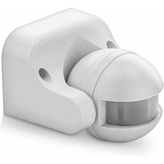 1X Infrared Motion Detector Surface Wall Mount Indoor Outdoor Splashproof 180Â° Tiltable Working Area 12M Range White.