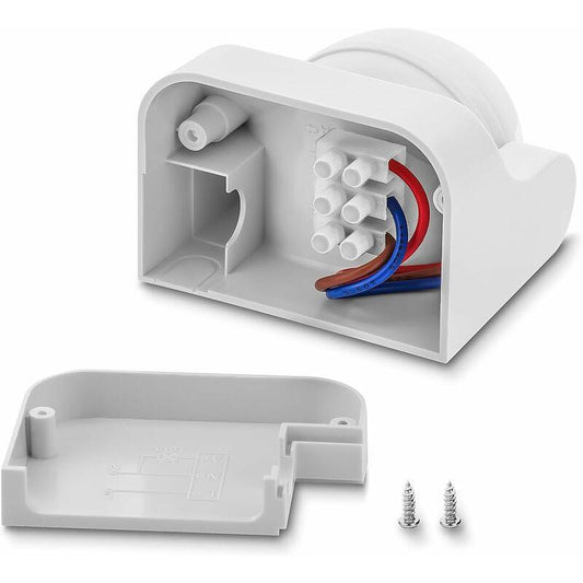 1X Infrared Motion Detector Surface Wall Mount Indoor Outdoor Splashproof 180Â° Tiltable Working Area 12M Range White.