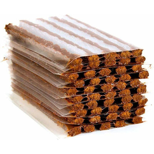 50 pcs Tubeless Tire Repair Strip Cords Kit Plug Tool Rubber Quick Recovery Tyre Wheel Glue Car Motorcycle Automobile.