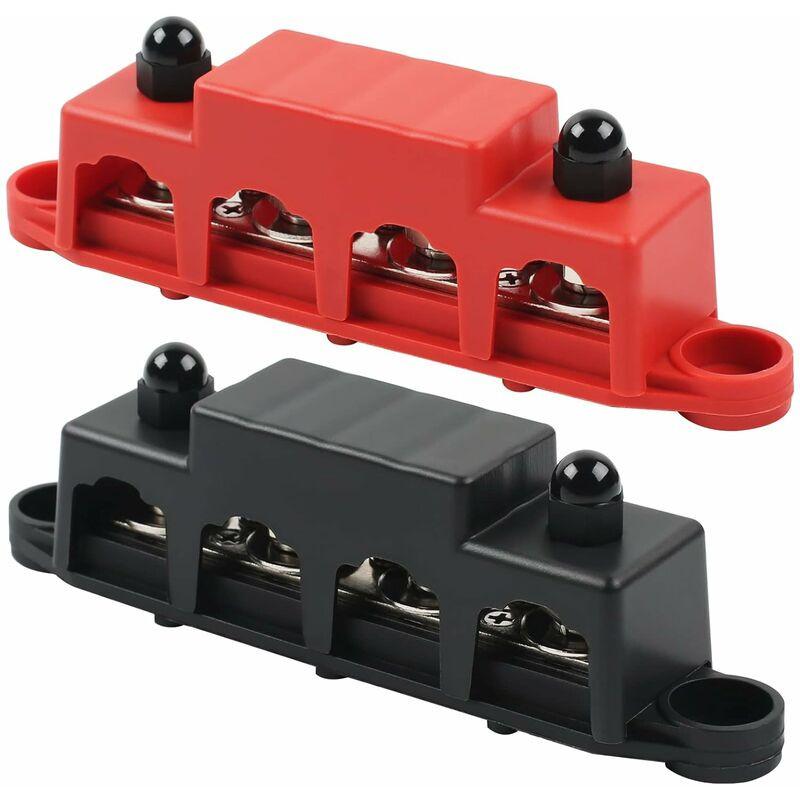 12V,48V Dc,250A Busbar Distribution Block,With 4 M8 Clamp Bolts,Grounding Current For Car Rv Boat Yacht (Red And Black,.
