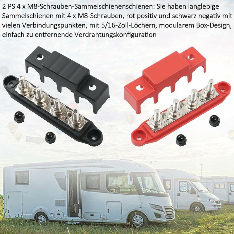 12V,48V Dc,250A Busbar Distribution Block,With 4 M8 Clamp Bolts,Grounding Current For Car Rv Boat Yacht (Red And Black,.