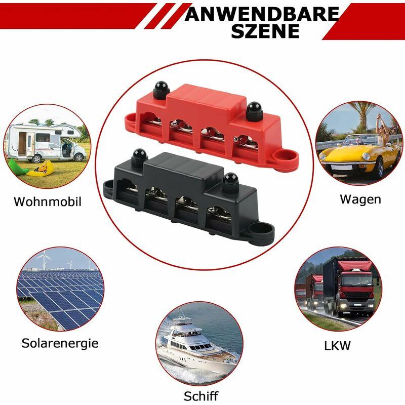 12V,48V Dc,250A Busbar Distribution Block,With 4 M8 Clamp Bolts,Grounding Current For Car Rv Boat Yacht (Red And Black,.