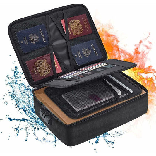 Fireproof Document Bag With Lock - Waterproof Storage Bag For Home, Office, Travel.