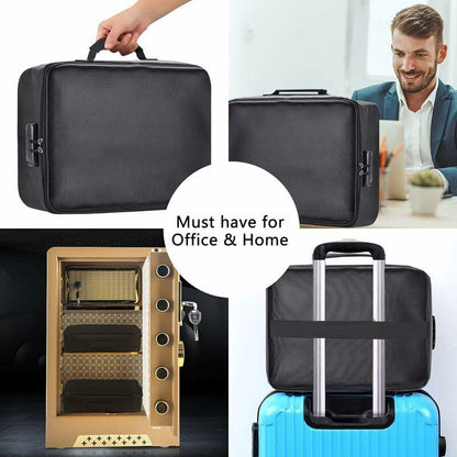 Fireproof Document Bag With Lock - Waterproof Storage Bag For Home, Office, Travel.