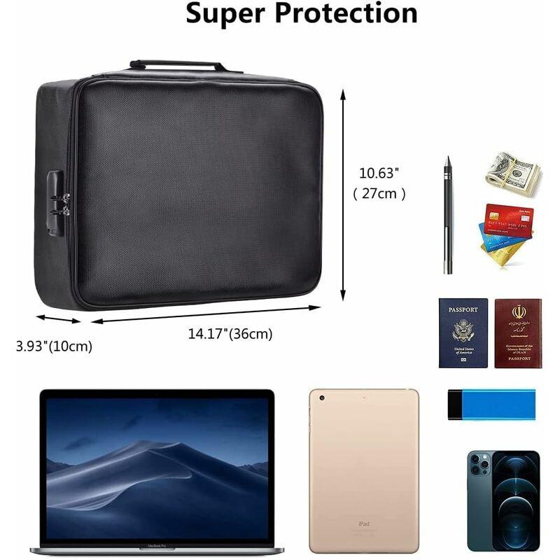 Fireproof Document Bag With Lock - Waterproof Storage Bag For Home, Office, Travel.