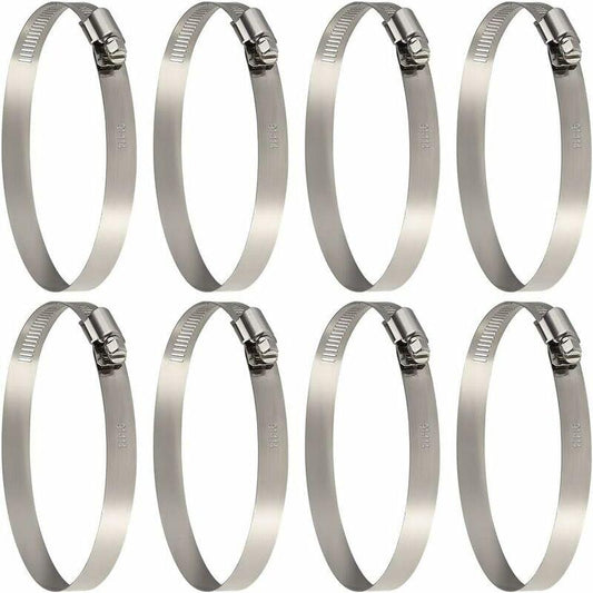 8 pcs Hose Clamp, Adjustable 91-114Mm Stainless Steel Hose Clips Sizes For Fixing Hoses And Pipes.