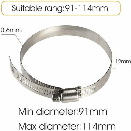 8 pcs Hose Clamp, Adjustable 91-114Mm Stainless Steel Hose Clips Sizes For Fixing Hoses And Pipes.