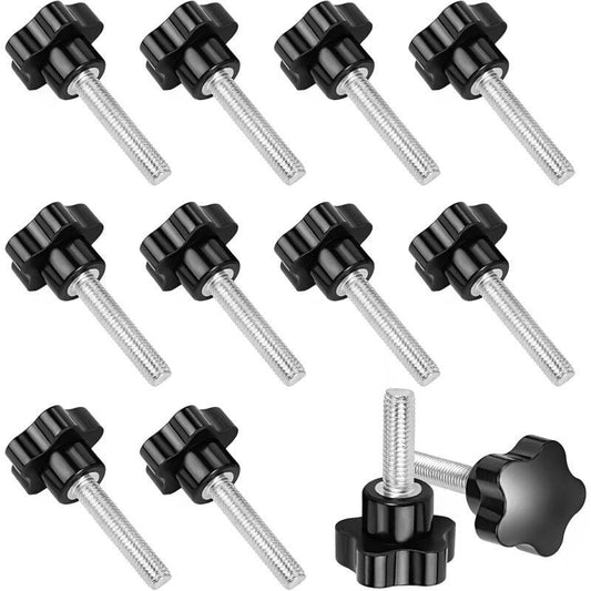 10 pcs M8X40 Female Thread Nut Clamping Handle Star Shape Hand Knobs Black Plastic Screw-In Handle Clamping Knob For.