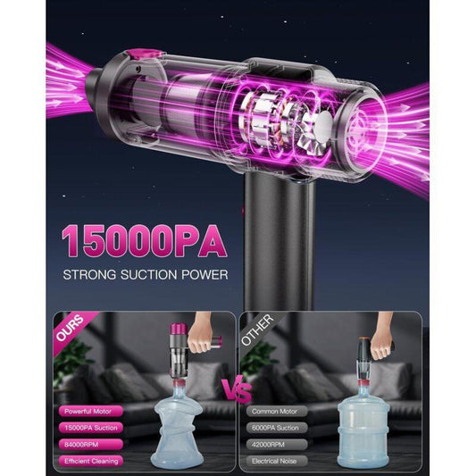 4-In-1 Powerful Cordless Car Vacuum Cleaner, 15Kpa Mini Cordless Handheld Vacuum Cleaner, Dual Filtration System, LED.