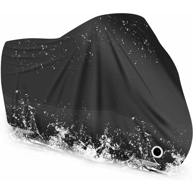 Motorcycle Cover Waterproof, Cold And Weather Resistant 190T Black Protects From Dust Hover Image