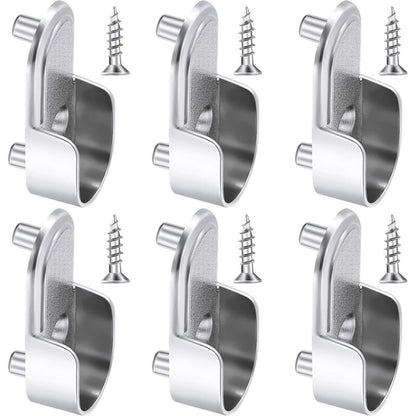 6 pcs Oval Wardrobe Rail End Brackets Nickel Plated Silver Wardrobe ROd Holder 15Mm Wardrobe Flange Rail Brackets And 6