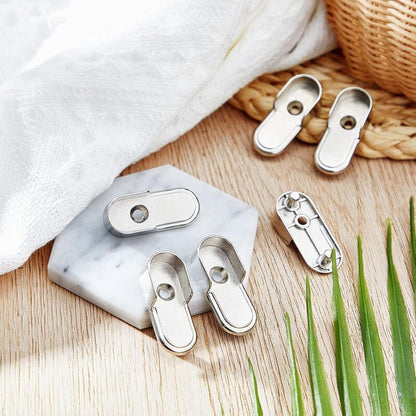 6 pcs Oval Wardrobe Rail End Brackets Nickel Plated Silver Wardrobe ROd Holder 15Mm Wardrobe Flange Rail Brackets And 6