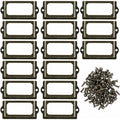 15 pcs Metal Label Holders With Screws For Desk Bookshelf Bookcase Shelves Bronze Size 70 X 33Mm