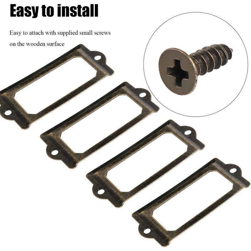 15 pcs Metal Label Holders With Screws For Desk Bookshelf Bookcase Shelves Bronze Size 70 X 33Mm