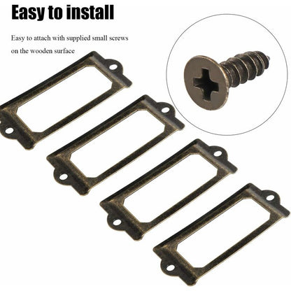 15 pcs Metal Label Holders With Screws For Desk Bookshelf Bookcase Shelves Bronze Size 70 X 33Mm