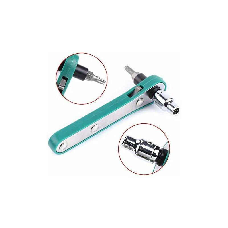 1/4" Ratcheting Angled Screwdriver Set With Right Angle Hexagon Screwdriver Bit And Sockets.