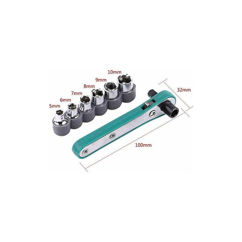 1/4" Ratcheting Angled Screwdriver Set With Right Angle Hexagon Screwdriver Bit And Sockets.