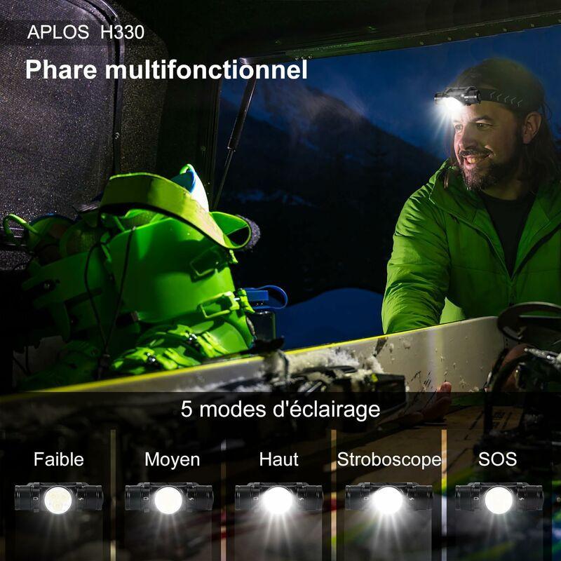 H330 Headlamp, 1500 Lumens Rechargeable LED Headlamp, Ip66 Waterproof Head Torch, 5 Lighting Modes For Cycling Camping.