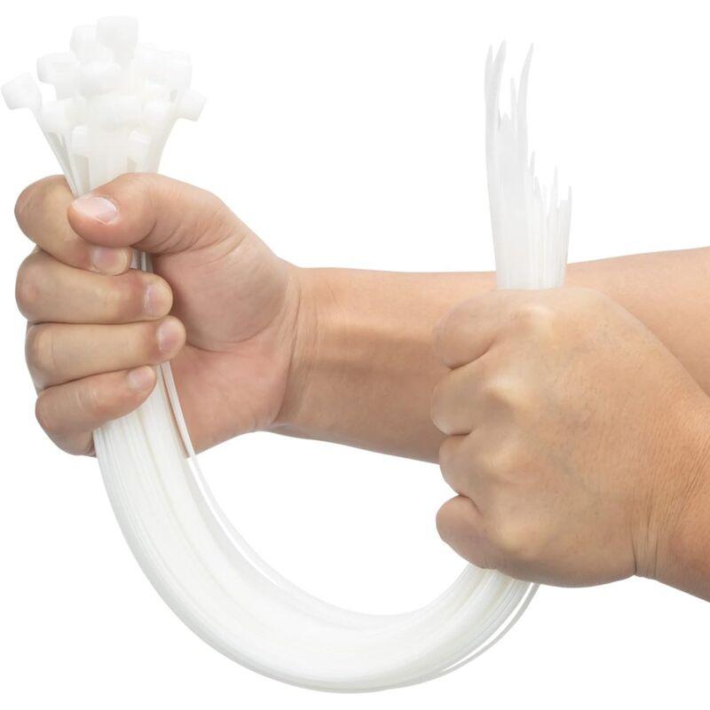 100 Pieces White Large Cable Ties, Extra Long 400Mm X 9Mm Cable Tie Nylon Uv Resistant, 80 Kgs Heavy Duty Cable Ties.